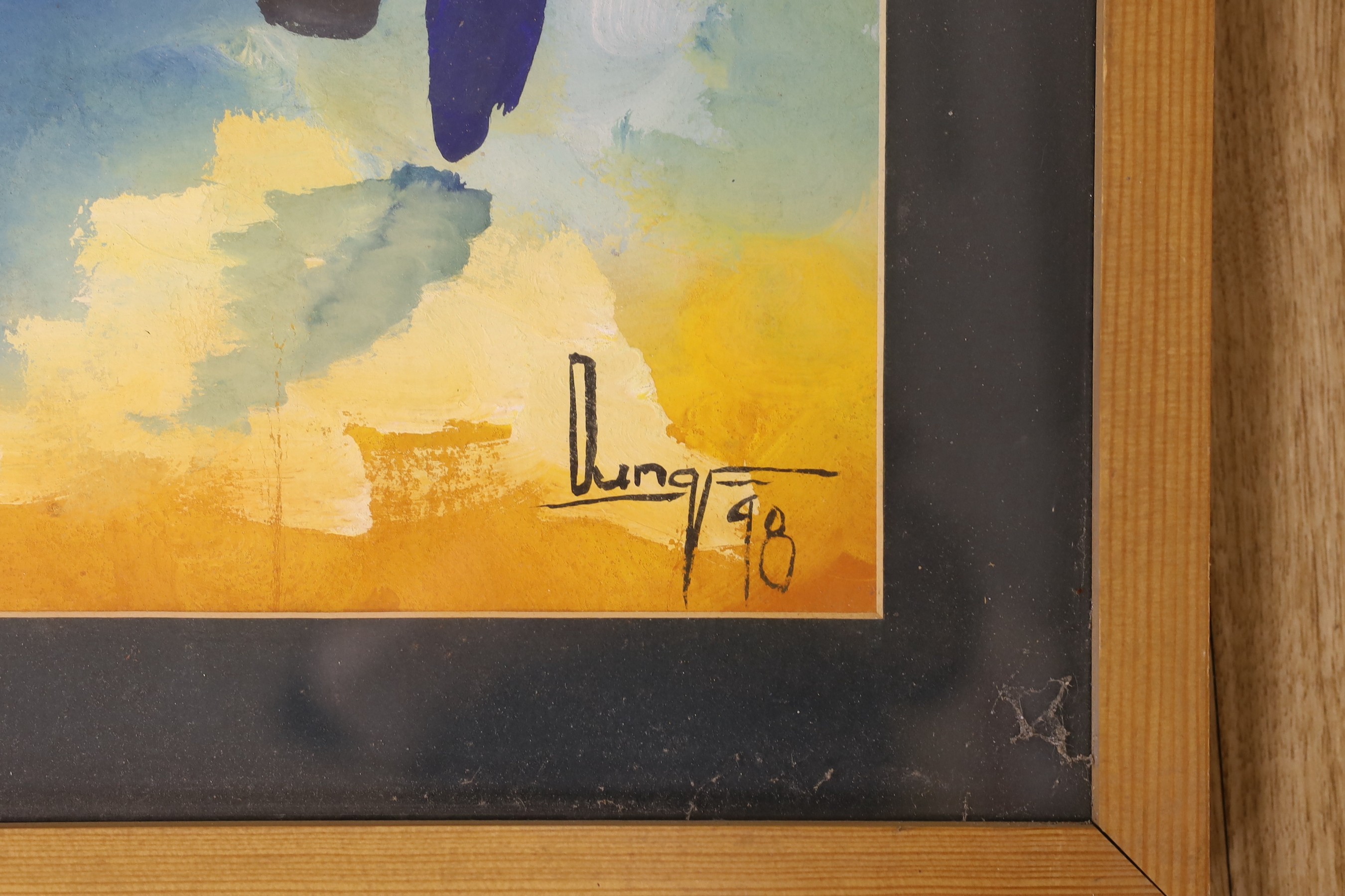 Vietnamese School, pair of oils on card, Village scenes, signed 'Dung' and dated '78, 54 x 77cm